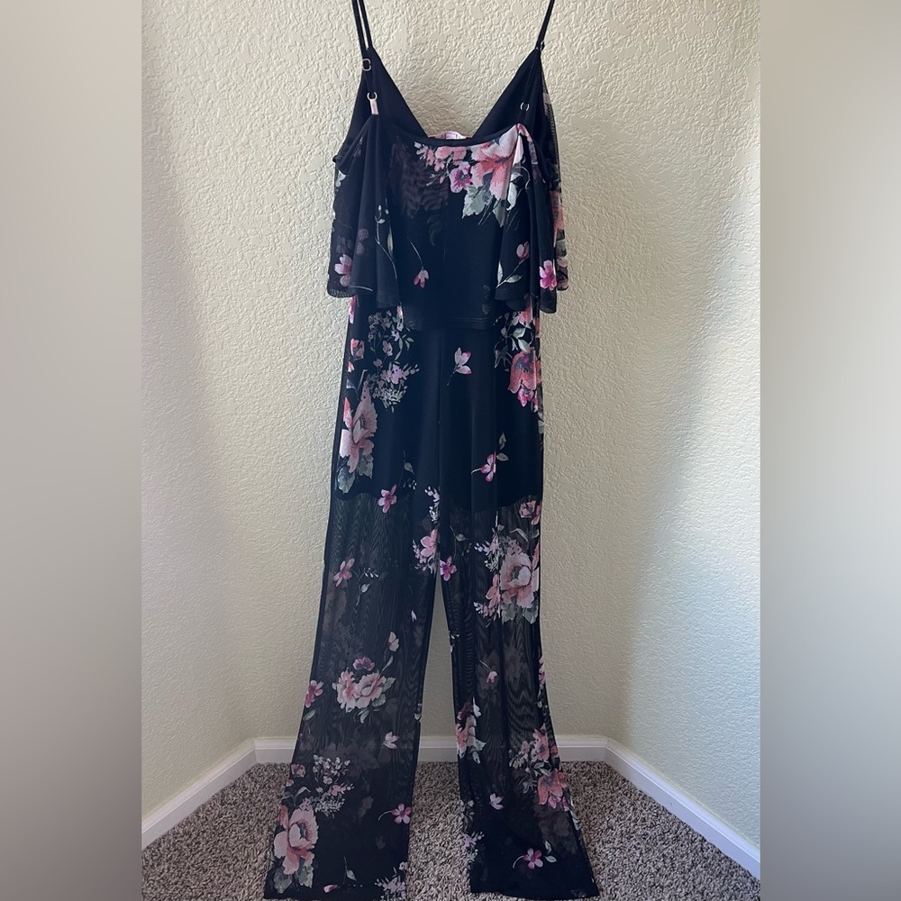 Guess Mesh Floral Jumpsuit Romper Size XS